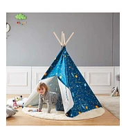 Wonder&Wise 10101162 Glow in the Dark Starry Sky Indoor Childrens Kids Toddler Foldable Canvas Play Teepee Tent House Toy for Ages 3 and Up