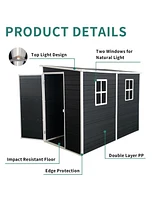 Mondawe 8x4ft Outdoor Storage Shed with Floor and 2 Windows