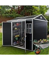 Mondawe 8x6ft Outdoor Storage Shed with Floor and 2 Windows