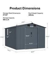 Mondawe 8x10ft Outdoor Storage Shed, Large Metal Tool Sheds with Window and Lockable Doors