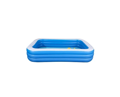 Inflatable Swimming Pool Kids Adults Blow up Pool Family Backyard 120" x 72" x 22" Blue