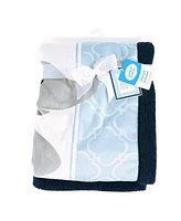 Luvable Friends Baby Boy Plush Blanket with Faux Shearling Back, Elephant, One Size