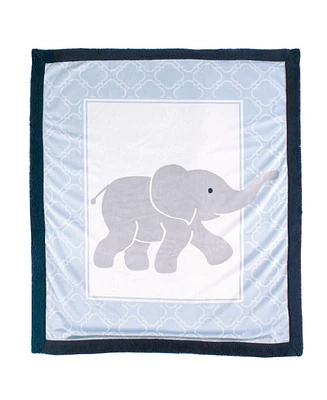 Luvable Friends Baby Boy Plush Blanket with Faux Shearling Back, Elephant, One Size
