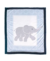 Luvable Friends Baby Boy Plush Blanket with Faux Shearling Back, Elephant, One Size
