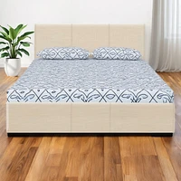 Faux Leather Bed Frame with Upholstered Headboard – Solid & Manufactured Wood