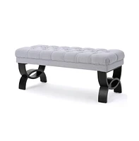 Tufted Ottoman Bench with Diamond Stitching and Elegant Half-Circle Legs for Classic Modern Interiors-The Pop Home