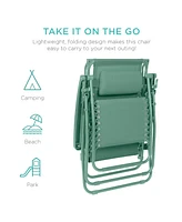 Best Choice Products Folding Zero Gravity Recliner Patio Lounge Chair w/ Canopy Shade, Headrest, Tray