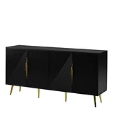 Stylish Sideboard with Wave Geometric Design, Conical Legs, Adjustable, Suitable for Study, Entryway and Living Room