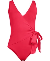 Lands' End Women's Side Tie Wrap One Piece Swimsuit