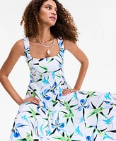 I.n.c. International Concepts Women's Printed Square-Neck Midi Dress, Exclusively at Macy's