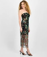 Sam Edelman Women's Floral Sequence Strapless Dress