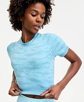Id Ideology Women's Printed Seamless Short-Sleeve Cropped Top, Exclusively at Macy's