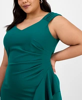 Alex Evenings Plus Ruched Ruffled Gown