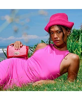 Airmail Mini Crochet Handbag In Pink & Red