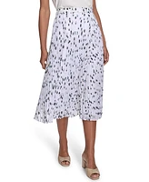 Calvin Klein Women's Printed Pleated Pull-On Midi Skirt