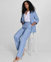 Calvin Klein Women's Faux-Denim Mid Rise Wide-Leg Pants