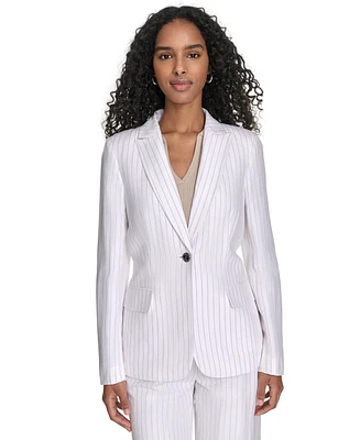 Calvin Klein Women's Pinstriped One-Button Blazer