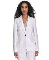 Calvin Klein Women's Pinstriped One-Button Blazer