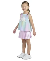 adidas Toddler and Little Girls 2-Piece Printed Tank 3-Stripe Skort Set