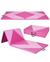 4-Panel Pu Leather Folding Exercise Gym Mat with Hook and Loop Fasteners