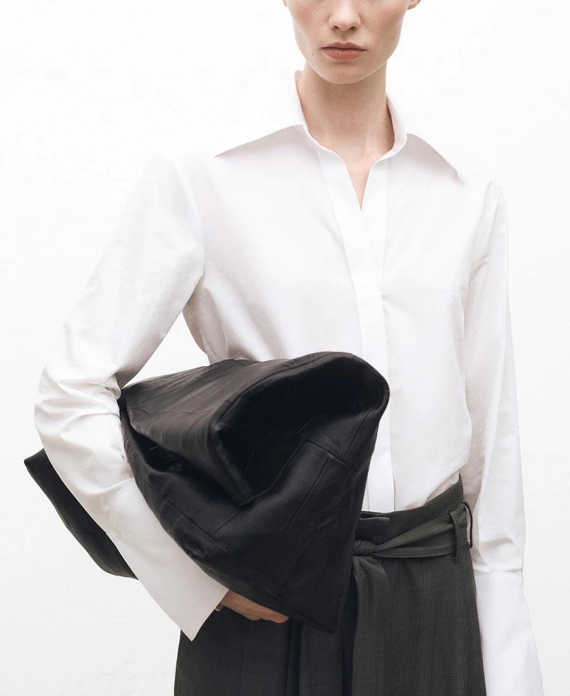 Mango Women's Regular Cotton Lyocell Blend Shirt