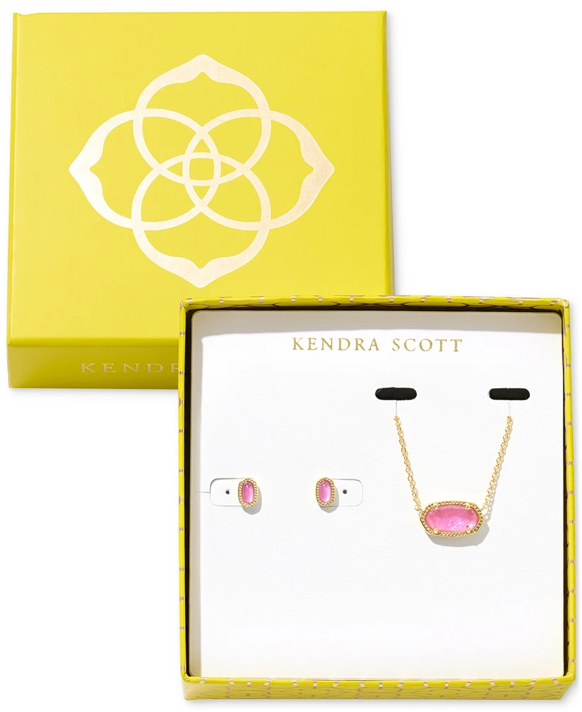 Kendra Scott Gold-Tone Elisa Pendant Necklace & Mini Ellie Stud Earrings Gift Set