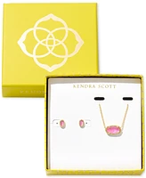 Kendra Scott Gold-Tone Elisa Pendant Necklace & Mini Ellie Stud Earrings Gift Set