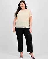 Anne Klein Plus Sequin Mesh Banded Blouse