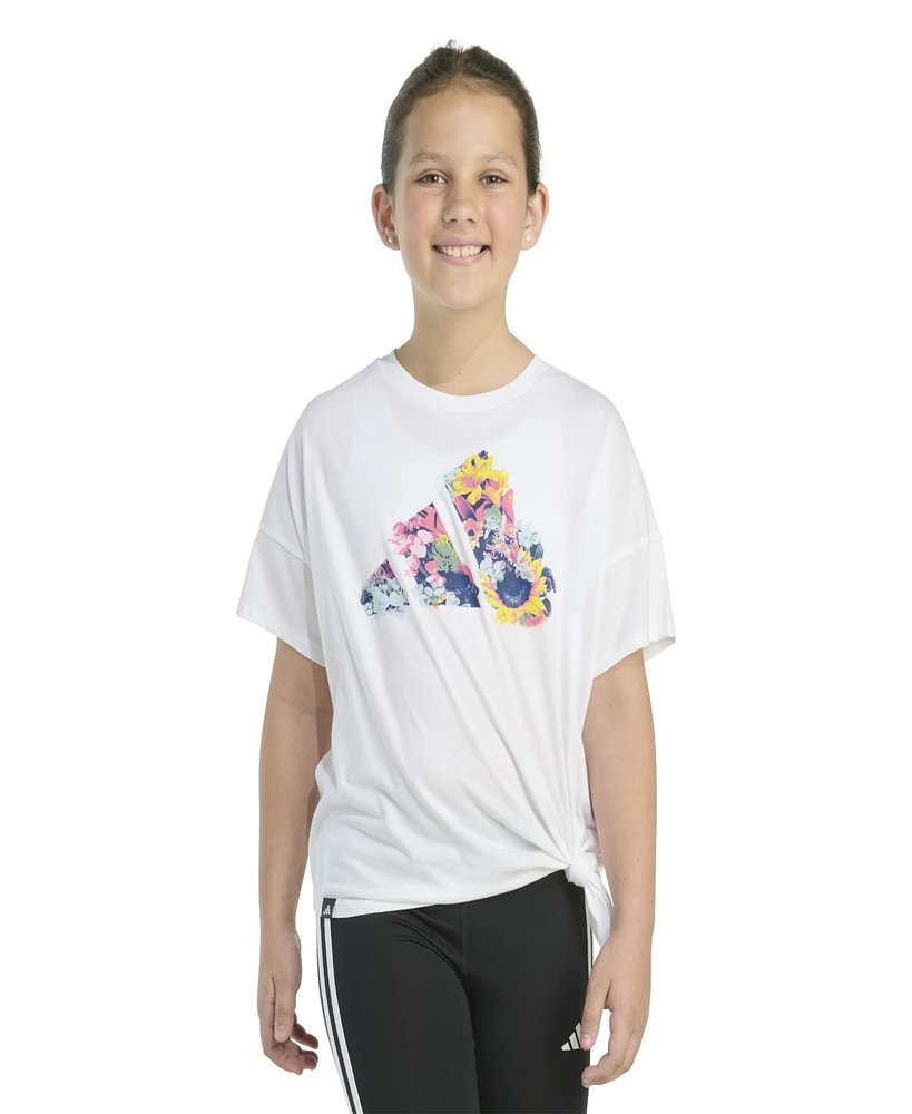adidas Big Girls Short Sleeve Tie Front T-Shirt