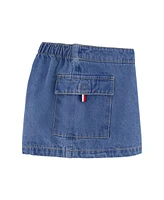 Tommy Hilfiger Toddler and Little Girls 2-Piece Printed Flutter Sleeve Top Denim Pleated Skirt