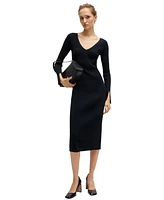 Boss by Hugo Women's Ribbed-Knit V-Neck Dress