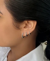 Adornia Silver Huggie Hoop Earrings Pack