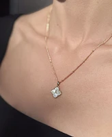 Adornia Gold Mother of Pearl Initial Clover Necklace - White