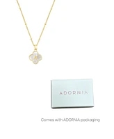 Adornia Gold Mother of Pearl Initial Clover Necklace - White