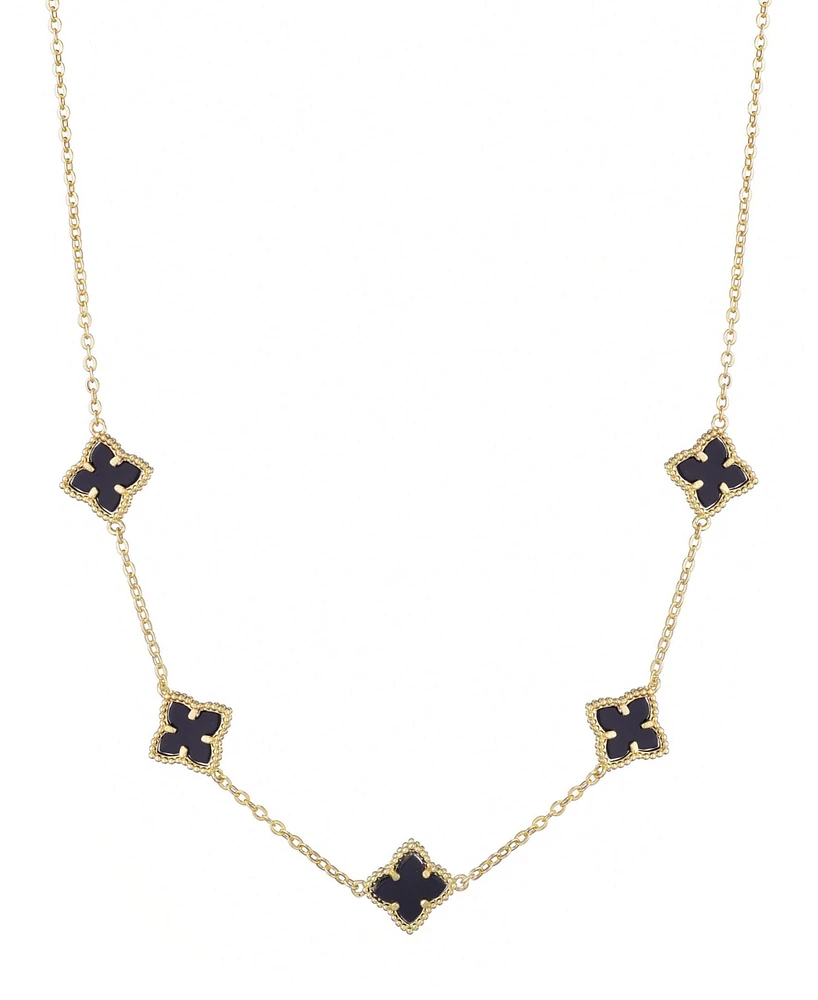 Adornia Gold Black Floral Station Necklace