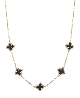 Adornia Gold Black Floral Station Necklace