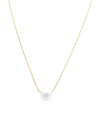 Adornia Tarnish Resistant Gold Freshwater Cultivated Pearl Chain Necklace