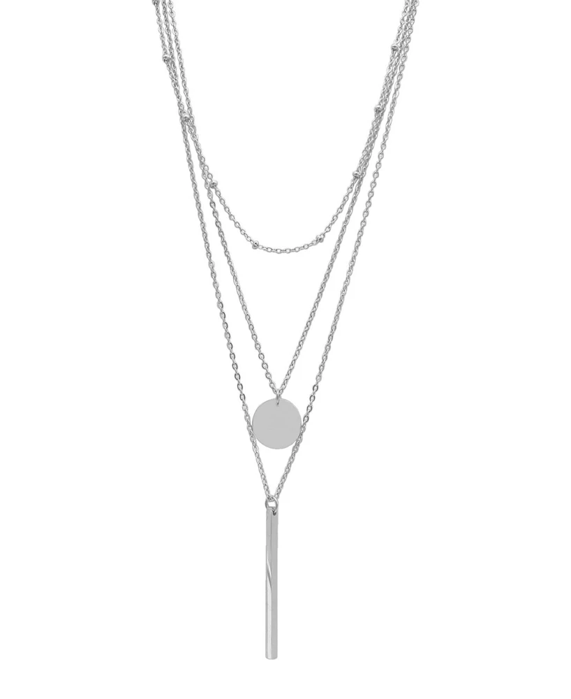 Adornia Tarnish Resistant Silver Layered Pendant Necklace Set