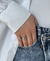 Adornia Tarnish Resistant Silver Interlocking Ring