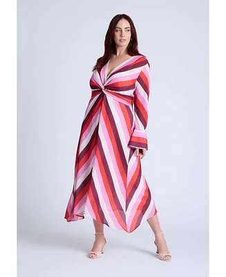 Eloquii Plus Twist Bodice Stripe Midi Dress