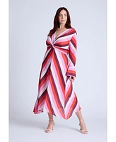 Eloquii Plus Twist Bodice Stripe Midi Dress