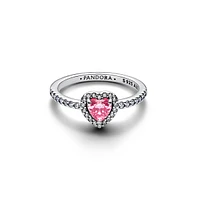 Pandora Elevated Pink Heart Sterling Silver Ring