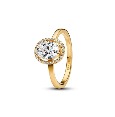 Pandora Oval Sparkling Halo 14K Gold-Plated Ring