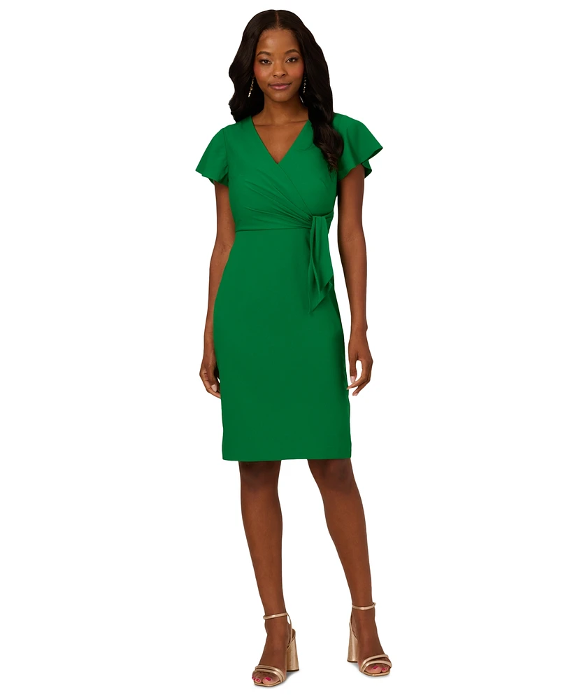 Adrianna Papell Women's Surplice-Neck Flutter-Sleeve Dress
