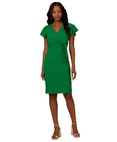 Adrianna Papell Women's Surplice-Neck Flutter-Sleeve Dress