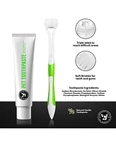 P.t. Supply Co. Triple-Sided Pet Toothbrush Kit, Eco-Friendly Wheat Straw Material for Dogs and Cats