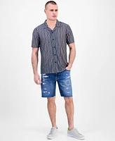 Guess Men's Wyatt Short Sleeve Striped Button-Front Camp