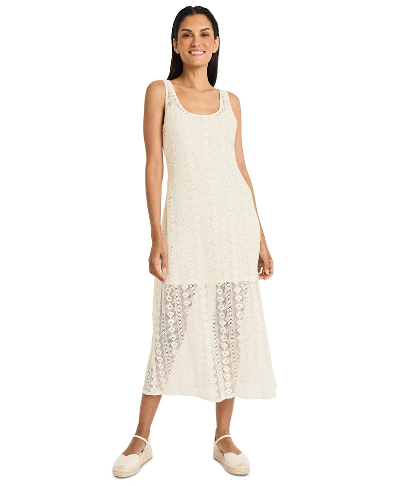The Good Journey Women's Cotton Crochet Sleeveless Maxi Dress