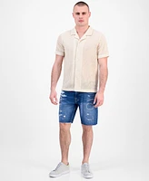 Guess Men's Larson Knitted Short Sleeve Button-Front Camp Shirt