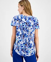 Ak Anne Klein Women's Printed Flutter-Sleeve Tunic